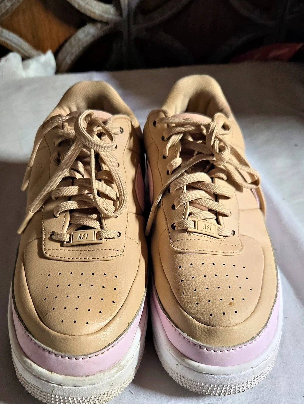 Nike Air Force 1 Shadow Sneakers in Tan & Pink